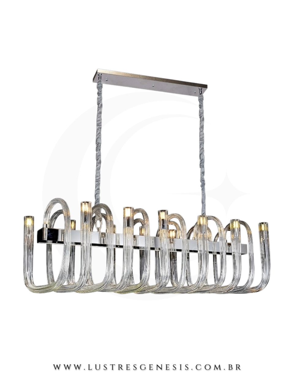 Lustre Pendente Classico Metal Cromado e Vidro G9, Sala de Jantar, Mesa Sala de Jantar, Sala de Estar, Quarto Casal, Suite Master